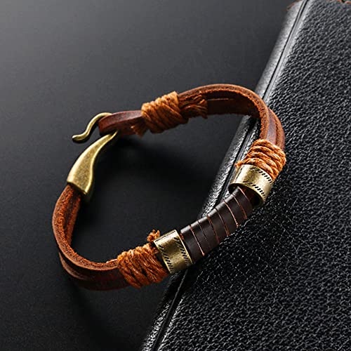 Pulsera de cuero genuino ajustable para hombre miniatura 2