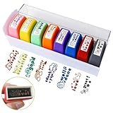 8 Pcs Self Inking Stamps Set, Teacher Gifts for Men Women, Supplies for Classroom, Appreciation Gift with Storage Tray