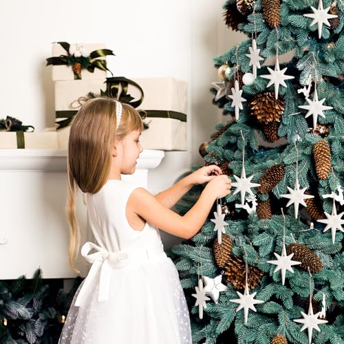 Image of Suncalla 12 Pcs Christmas Bethlehem Star Ornament 1.97 x 3.15 Inch