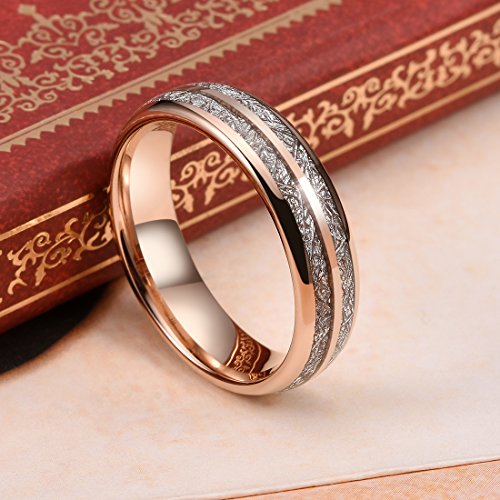 Image of THREE KEYS JEWELRY Tungsten Wedding Band Meteorite Inlay for Men Women