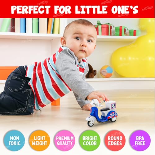 Image of Zest 4 Toyz Kids Scooter Toy for Kids | Die-Cast Miniature Bike Pull Back Toy for Toddlers | Toys for 3 Years & Above | Designer Mini Scooter for Boys & Girls - Blue