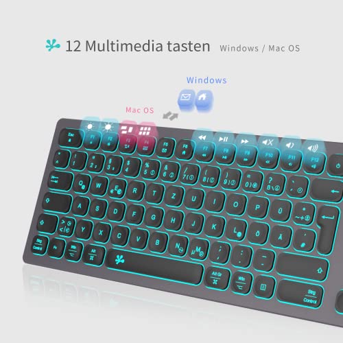 Kabelgebundene USB-Tastatur Slim - Aluminiumgehäuse Numerische Tastatur RGB-Tastatur mit Hintergrundbeleuchtung Kompatibel mit iMac (2016 und 2017 iMac, iMac Pro und mehr) und PC (Space Grey) – Bild 6