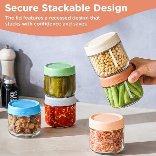Image of DRKIO 10 Oz Glass Overnight Oats Containers with Lids Chia Pudding Jars