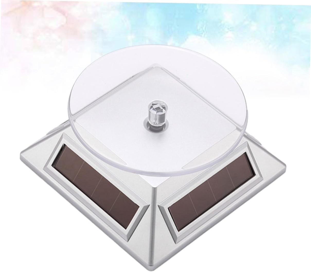 Gatuida Battery-powered Rotating Display Stand Solar Energy Display Rack for Jewelry Watches Mobiles Cameras