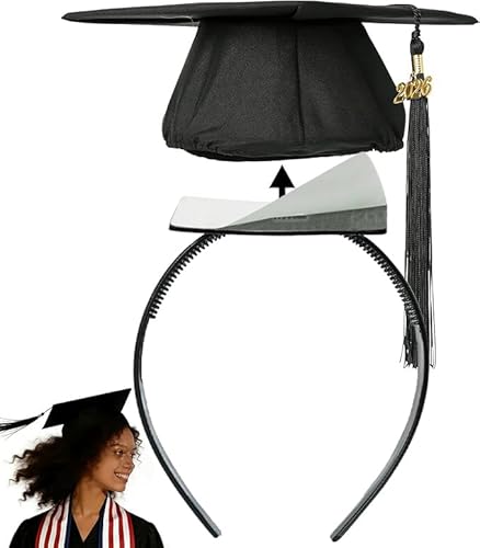 1pc Black Graduation Cap Headband Insert - Anti-Fall Grad Cap Headband for Curly Hair Secures Graduation Hat, Keep Hairstyle for Graduation Day,Essential Graduation Accessories for Women & Men Student