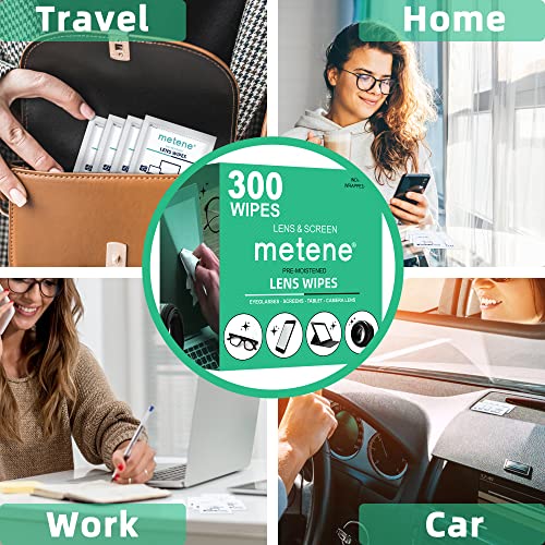 Metene 300 Pack Lens Cleaning Wipes, Pre-Moistened And Individually Wrapped Eyeglass Wipes, Glasses Cleaner For Eyeglasses, Camera Lens, Tablets, Phone, Computer Screen And Other Delicate Surfaces #TOP6
