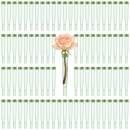 Image of Tessco for you 150 Pcs Floral Water Tubes 4.5 Inch Floral Tubes Plastic Flower Supplies for Fresh Flowers with Rubber Cap for Flower Stem Arrangements Florist Supplies(Light Green)