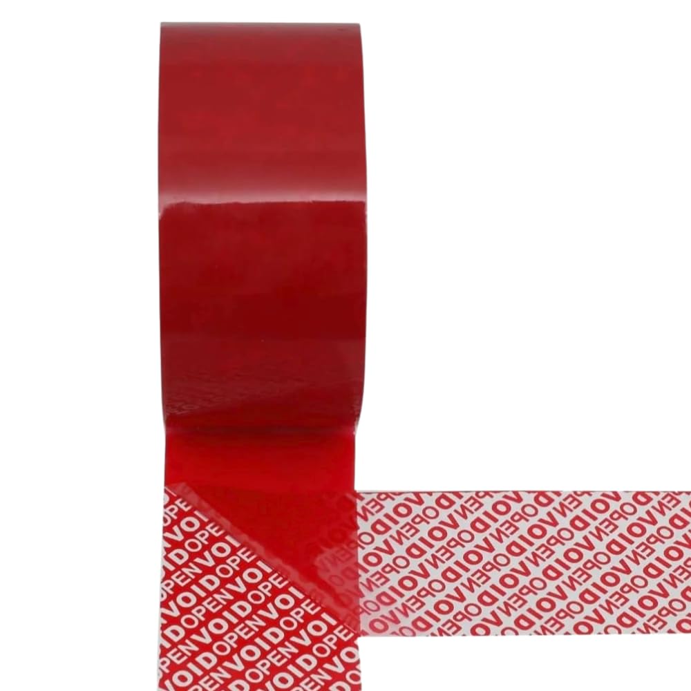 NEWPACKAGING100% Total Transfer Red Tamper Proof Evident Security Void Tape - 50mm x 50m