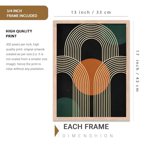 Image of kotart Boho Art Home Decoration Painting | Aesthetic Paintings With Frame For Living Room Bed Room Hotel Wall Decor Digital Reprint Set of 3 (13X17 inch)