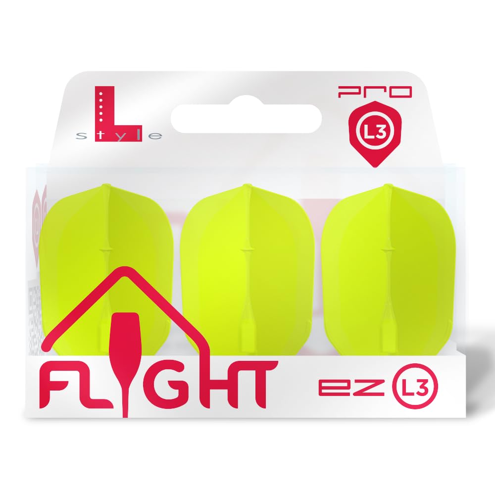 LSTYLE Dart Flights - L3 EZ Shape - Neon Yellow | Set of 3 | for Soft & Steel Tip Darts