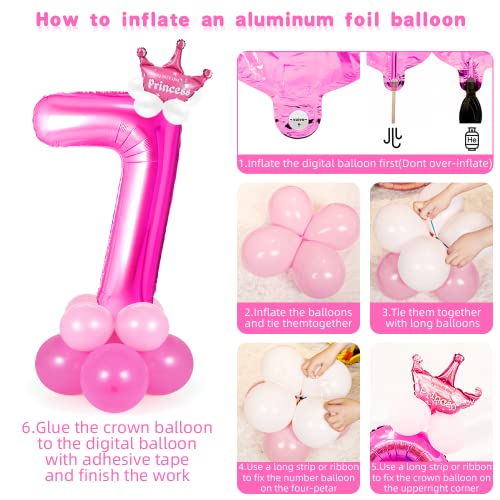 Rosa Palloncino Numero 7 Ragazza, 7 Compleanno