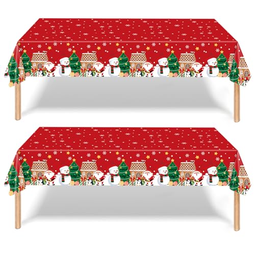 2 Stück Weihnachtstischdecke Groß – wasserdichte Einweg-Tischdecke...