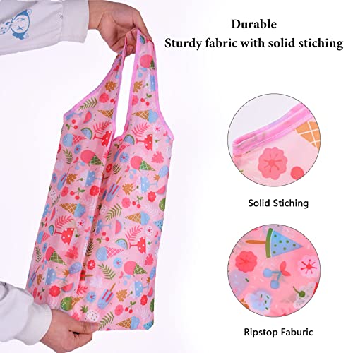 Litthing Shopping Bags Reusable Shopping Totes 10PCS Foldable in Pouch Grocery Bags for Women Shopping Organizing Shopper Gifts Travel Large Heavy Duty Washable (Style 2) - Image 4
