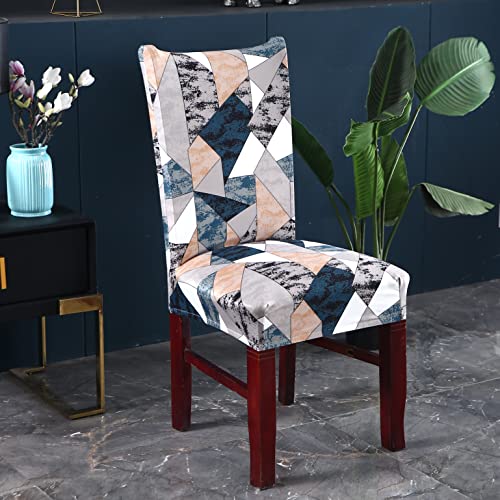 Image of House of Quirk Elastic Chair Cover Stretch Removable Washable Short Dining Chair Cover Protector Seat Slipcover (Pack of 6, Antique Prism)