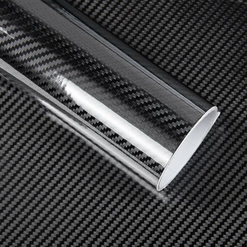 CompraFun Pellicola Adesiva per Auto 6D, 150 x 30cm Nero Pellicola Carbonio Adesiva Fibra di Carbonio, Wrapping Pellicola Rivestimento Adesivo, Adesivi Auto Fai da Te Decorativa Auto, Moto, Bici