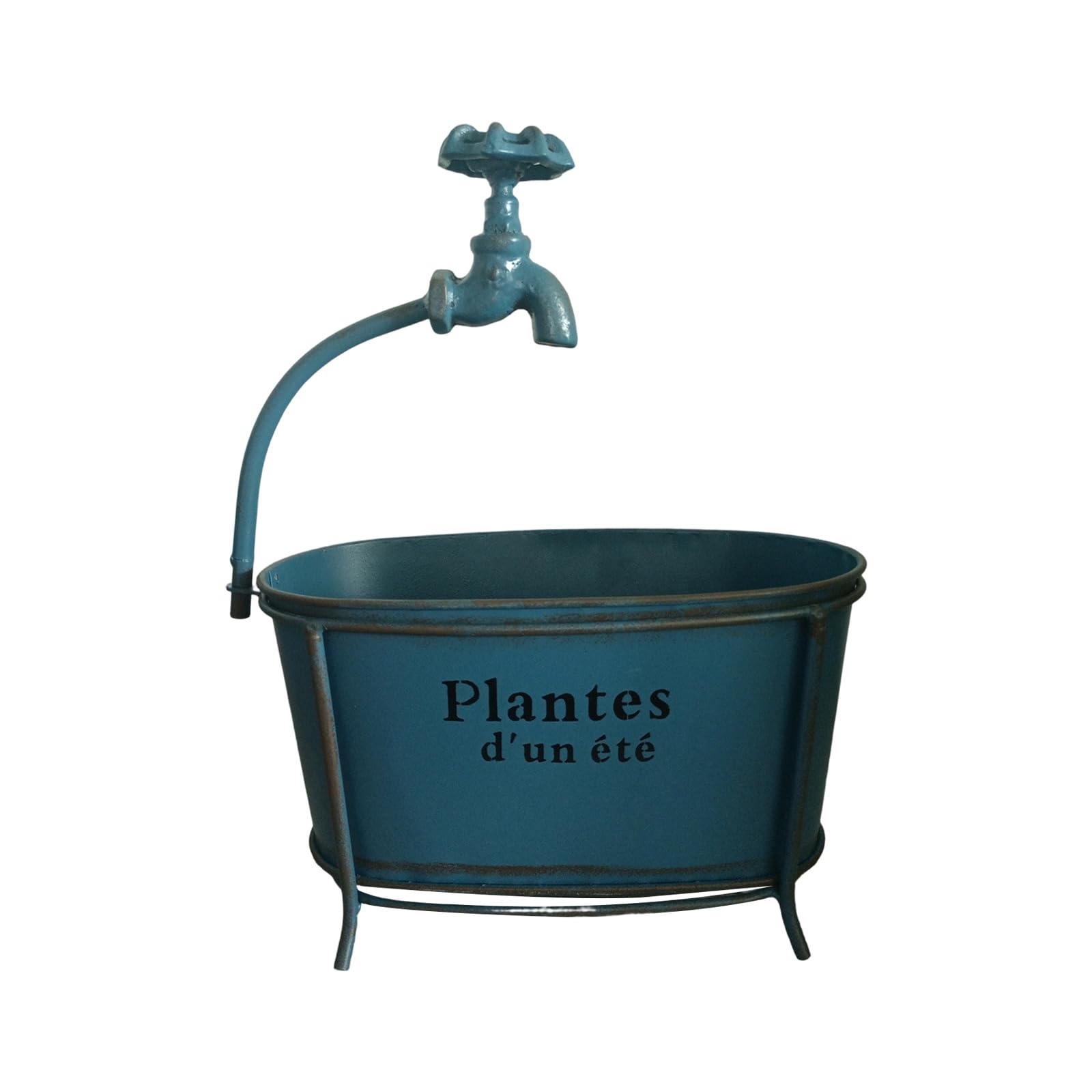 Woedpez Rusty Iron Flower Pots Home Gardening Plant Container Ovals Planter Decorate for Plant Home Garden Decoration Iron Faucet Flower
