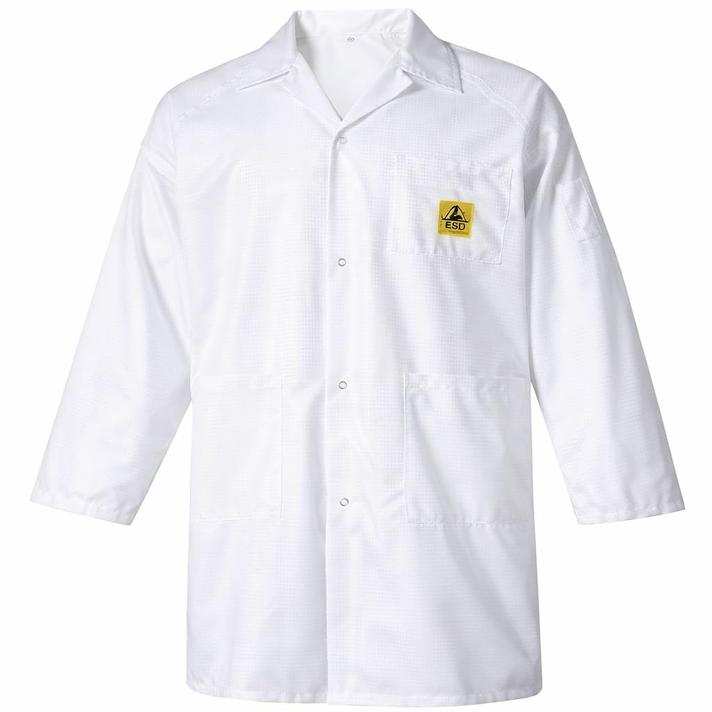 SCHOFIC ANTISTATIC [ESD] SAFE Unisex Lab Coat/Apron/Jackets [CHECKED BOX FABRIC] -White-image-36