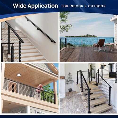 4 Pack 8FTx 2-3/8"x1-3/16 Aluminum Black Handrail with Self Drilling Screws Nylon End Caps, 5 Year Outdoor No Fading, 3mm Thick Flat Handrail Cuttable Top Rail for Deck Stair Railing Indoor Outdoor 4 Pack 8FTx 2-3/8"x1-3/16 Aluminum Black Handrail with Self Drilling Screws Nylon End Caps, 5 Year Outdoor No Fading, 3mm Thick Flat Handrail Cuttable Top Rail for Deck Stair Railing Indoor Outdoor