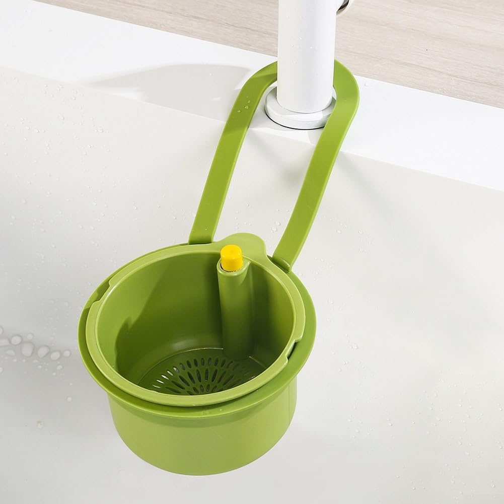 Cestello per lavello da cucina con design sospeso per un efficiente drenaggio dei rifiuti alimentari, pulizia della frutta e gestione igienica dello spazio della cucina (verde)