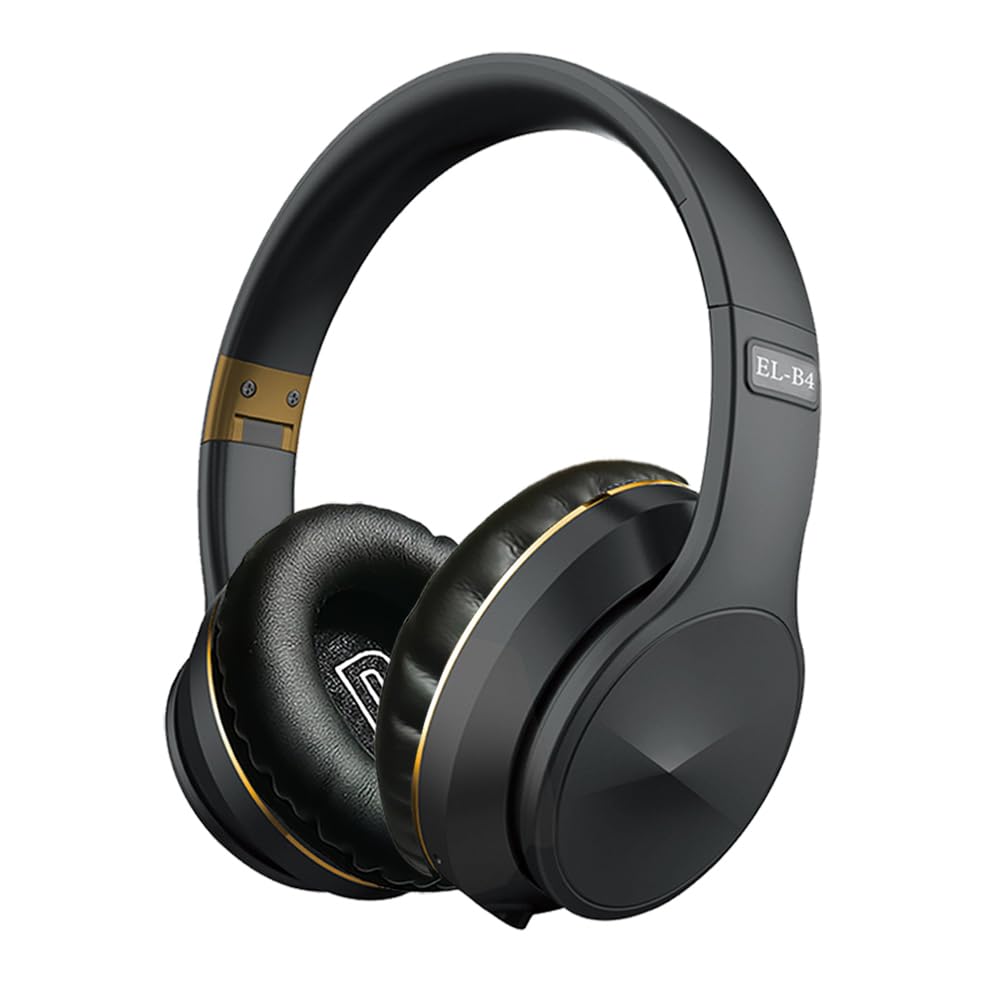 Adult Wireless Bluetooth Headphones Noise Canceling Headphones Foldable Over Ear Headphones with Microphone Deep Bass for Cellphone Class Game Office Home Travel (BlackGold)