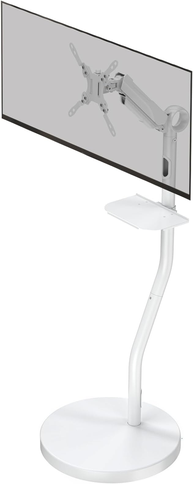 MOUNTUP MU1105-W-07 Monitor Arm, Monitor Stand, Compatible with 36 Inches, White, TV Stand, Movable, Load Capacity 26.5 lbs (12 kg), Floor Stand, TV Stand, Wall Mount, Gas Spring Type, For Home,