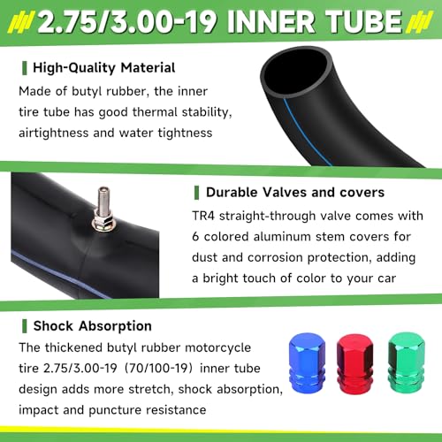 Image of 2.75 /3.00-19 Dirt Bike Inner Tube 70 /100-19 Heavy Duty Inner Tubes for CRF100F 150F 450R KX Surron Light Bee X Segway X160 /X260 UltraBee Talaria Off Road Motorcycle with TR4 Valve Stem