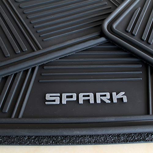 Floor Mats for Chevrolet Spark Chevy OEM Genuine - All Weather - Heavy Duty - (2016,2017,2018,2019,2020,2021,2022,2023) Complete Set (Black)