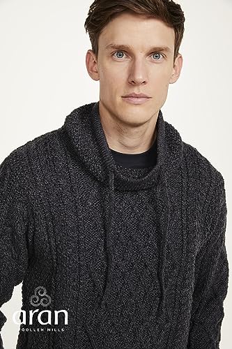 Arran Woolen Mills - Men's Merino Wool Sweater with Drawcords Made in Ireland2