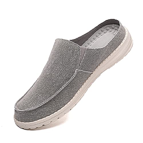 Mens Backless Slippers Canvas Mule Sneakers Breathable Slip on Driving Shoes2