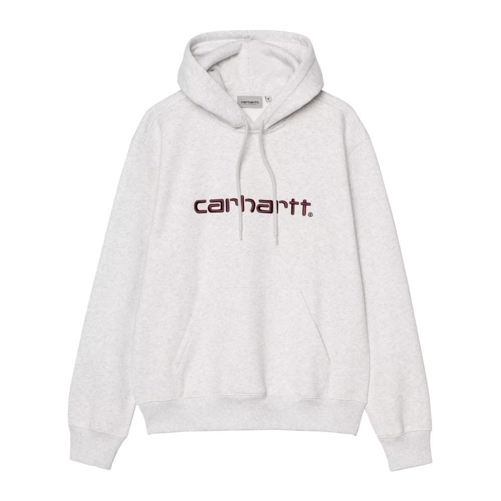 Carhartt Sudadera con Capucha, Corte Holgado, Gris Ceniza, Algodón y Poliéster, Bolsillo Canguro, Logotipo Bordado, 13 Onzas