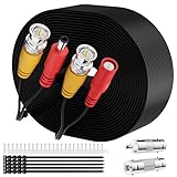 Elecan Bnc Cable 25 Ft All-in-One Siamese Video Power Security Camera Cable, Black Bnc Extension Wire Cord for All Max 5MP HD CCTV DVR Surveillance System with 2 Female Connectors+ Clips+ Ties