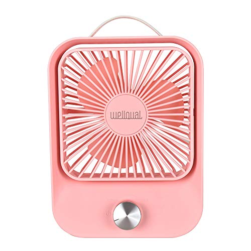 Desk Fan Small Table Fan Rechargeable Battery Operated Mini Fan Rotation Fan 5 inch Portable Fan Stepless Speed Long Working Time USB Personal Fan for Home office Travel Camping (Pink)