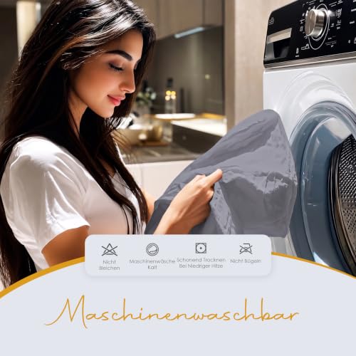 wasserdichte Kissenbezüge Mit Reißverschluss Grau 50x70cm, 2er, Gegen Bettwanzen – Ansicht 6