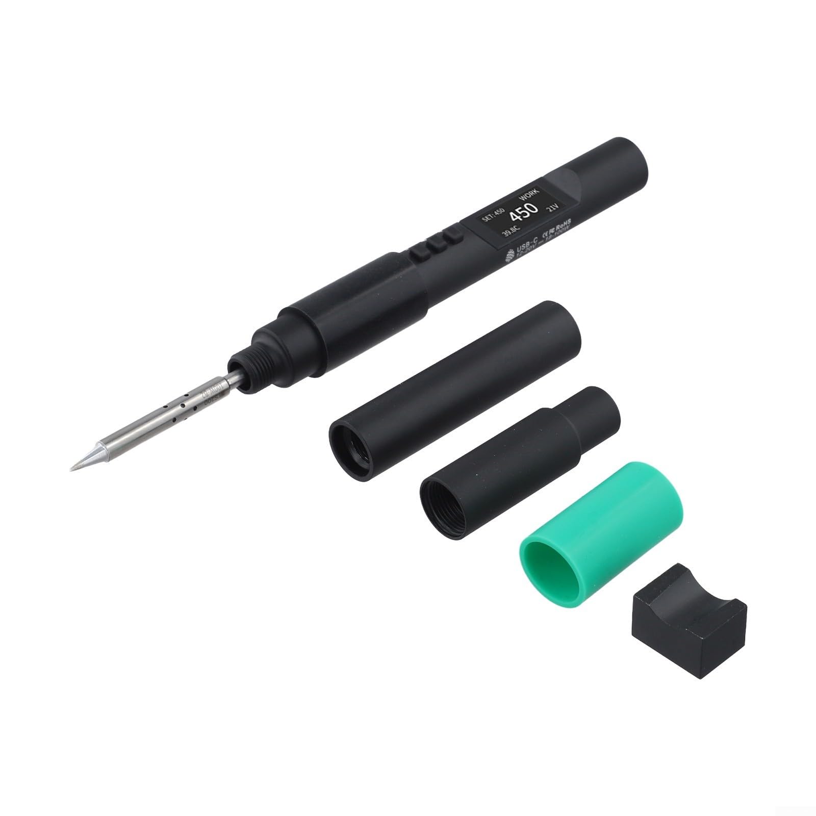 Soldador inteligente TS101/PTS200 con pantalla OLED de 0,96 pulgadas, calefacción rápida de 121 W