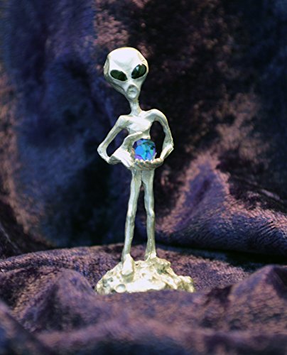 Estatua de Metal Real Alienígena UFO con Bola de Cristal Facetada miniatura 6