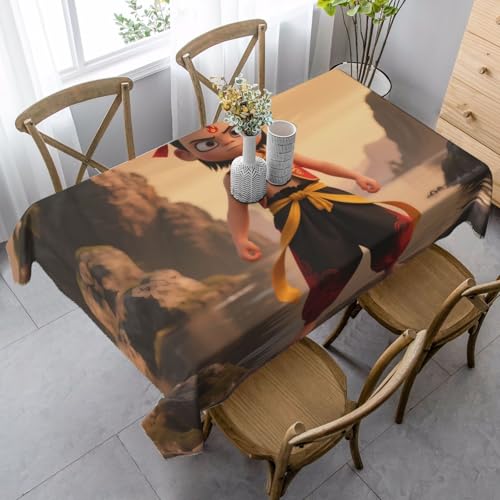 Hvednze Double - Bun Hairstyle Nezha Tablecloths Round for Kitchen