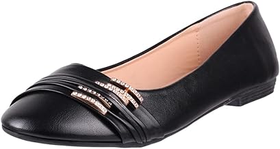 Elara Chunkyrayan Women's Comfortable Flat Rhinestone Leather Flats