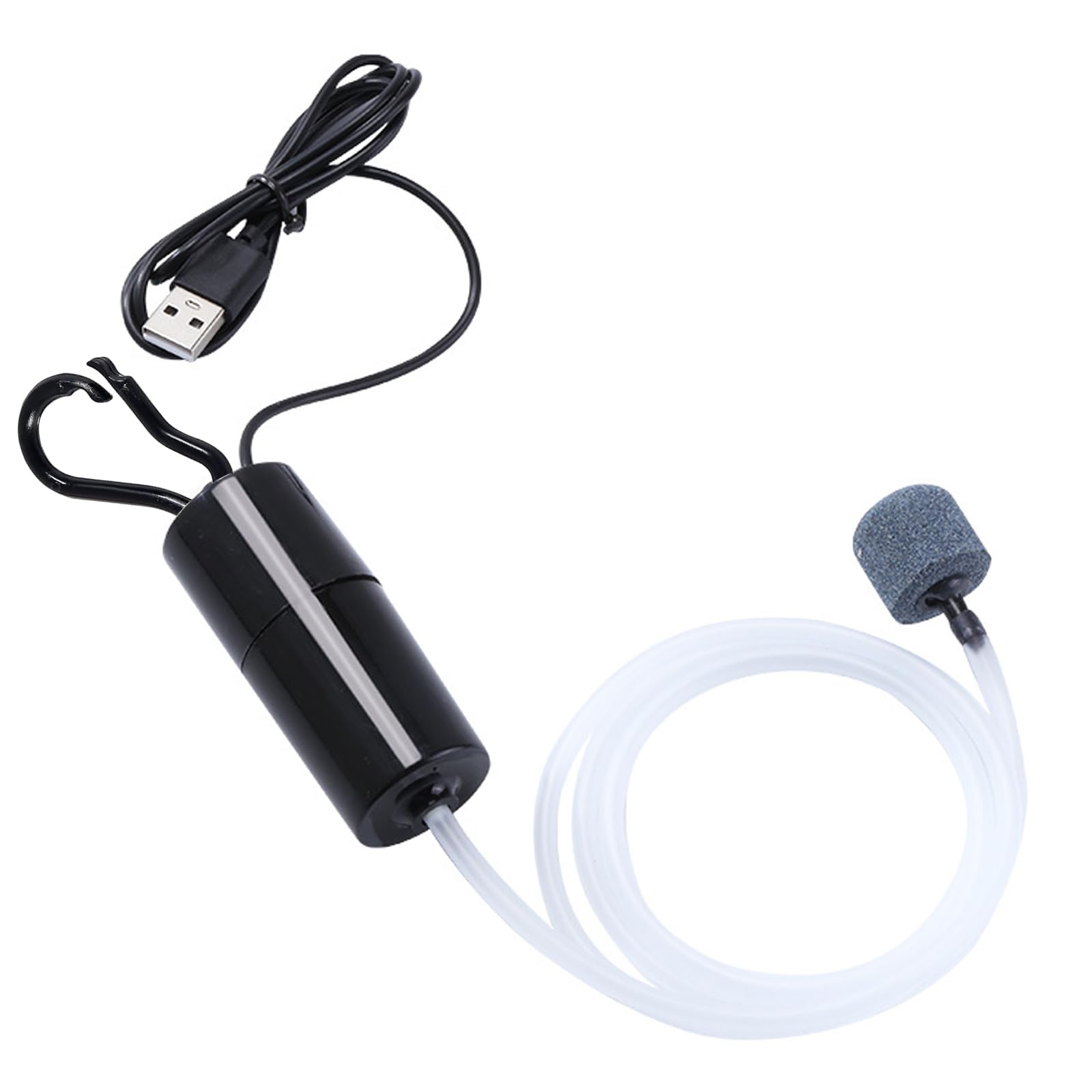 Mini USB Aquarium Air Pump Portable Fish Tank Oxygen Pump Energy Saving Bubbler with Air Stone and Silicone Tube for Home Transportation Outdoor Fishing