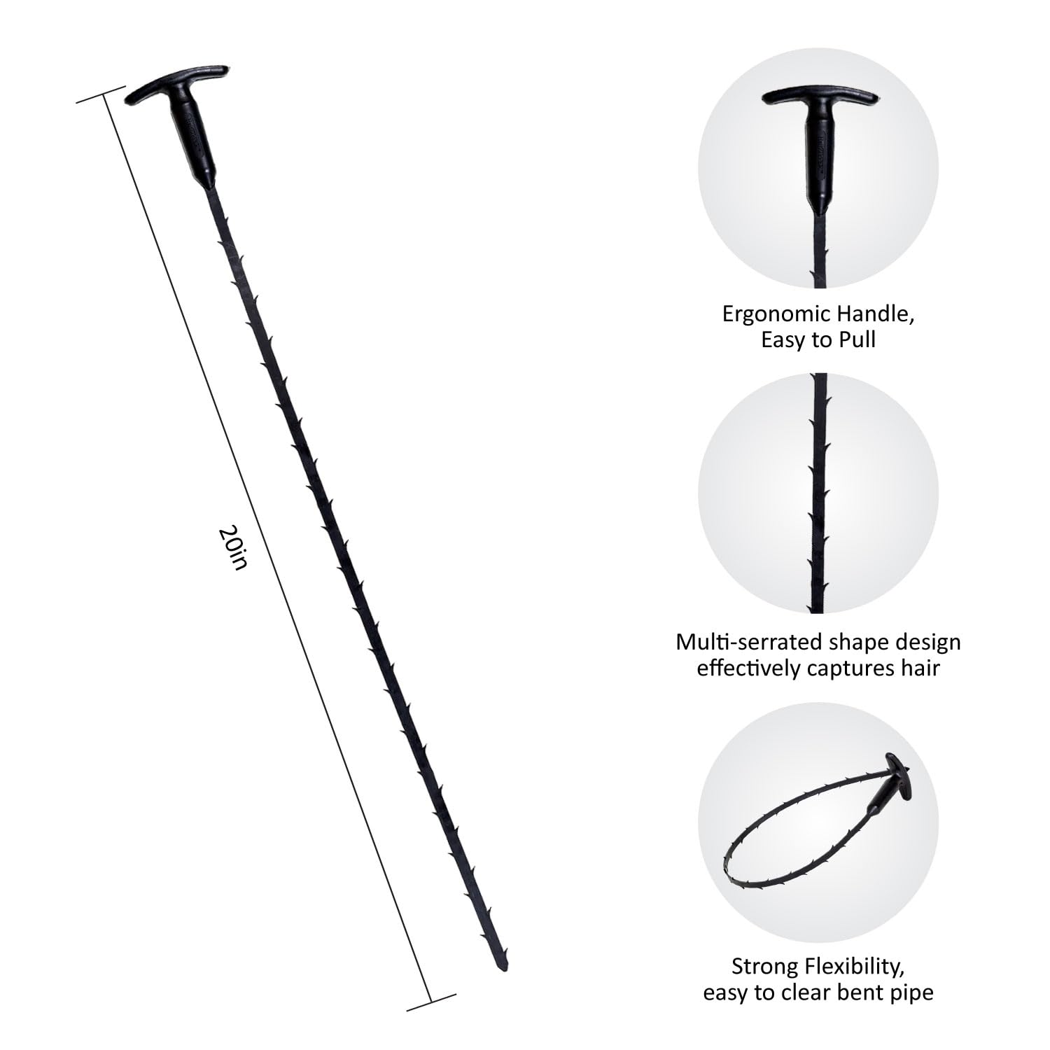 PF0404-6 22 in. Clog Remover and Drain Unclogger with Ergonomic Handle - Fast and Easy - Eliminate Chemicals - Earth Friendly