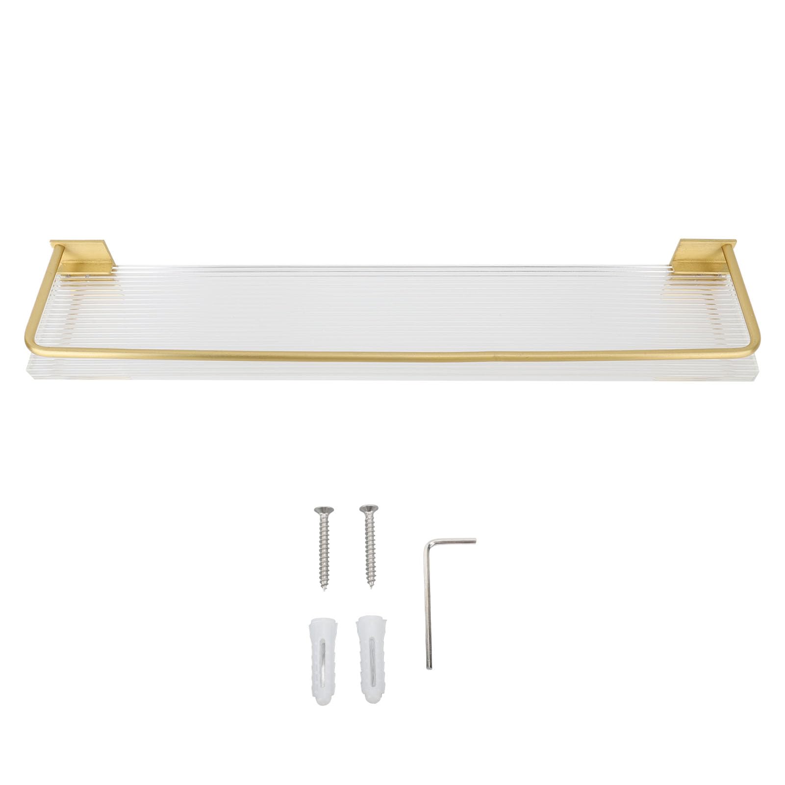 FTVOGUE Pływająca Półka, przestrzeń Aluminiowa Akrylowa Półka ścienna do Przechowywania w łazience 60 X 10 Cm, Organizer na Wieszaki ścienne do Kuchni Salon Blat Sypialni oszczędność Miejsca (GOLD)