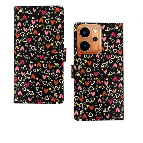 Image of amazon basics Realme P4 Power 5G Flip Cover | Card Pockets Wallet & Stand | Flip Cover for Realme P4 Power 5G (Black Hearts)