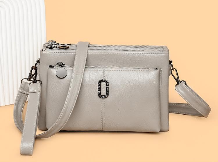 Blaciokamith Large Capacity Bag Crossbody Bag Vintage Multi Pockets Soft Leather Bag for Women3