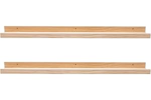 Set of 2 Rustic Floating Shelves with 24 Inch Ledge for Home Decor and Storage