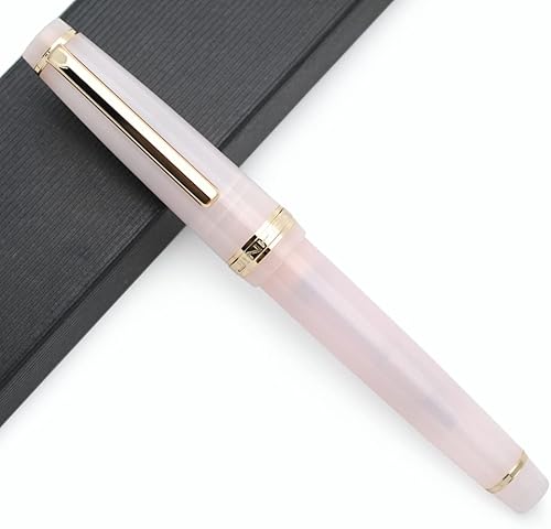 Pluma estilográfica JINHAO 82 con clip dorado (punta F de 0.5mm, transparente color rosa gato)