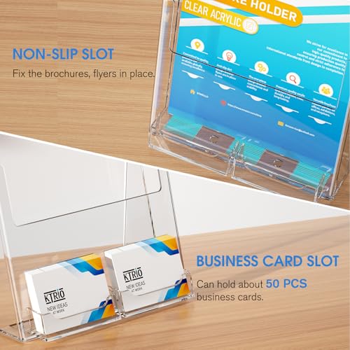 image for KTRIO 8.5x11 Inches Acrylic Brochure Holder with Business Card Holder 