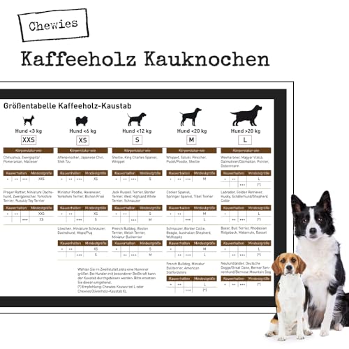 Chewies Kaffeeholz Kaustab für Hunde - Kauknochen Spielzeug - 100% Natürliches Hundezubehör Risikoarm & Langlebig - Größe M: Für Hunde bis 20 kg Körpergewicht, 2er Pack