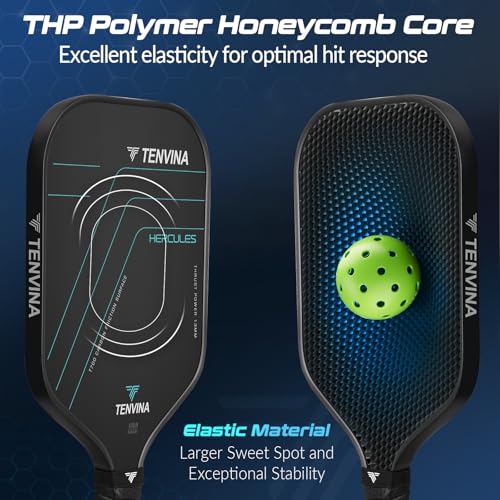 Image of TENVINA Pickleball Paddles, Multi-Layer T700SC Textured Carbon Fiber Pickleball Paddle, Pickle Ball Paddle with Strong Spin & Power Surface, 4-Types of Shapes and Thicknesses, USAPA Approved