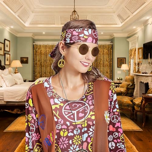 Costume hippie de style rétro pour relookings de soirées déguisées et carnaval - 2