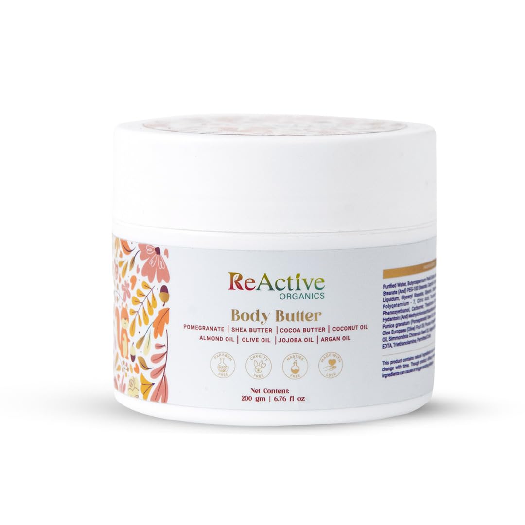 Body Butter | Natural Active Ingredients - Pomegranate, Shea Butter, Cocoa Butter | Boost Collagen | Intensely Moisturizes and Rejuvenates | All Skin Types - 200 gm