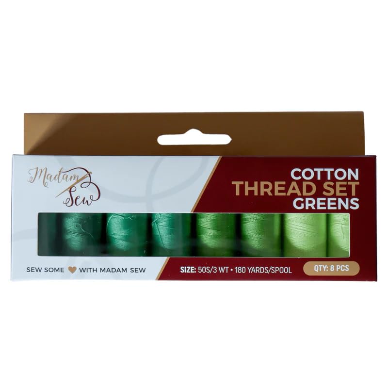 Madam Sew Cotton Thread Set – 8 Small Spools – 100% Cotton Thread...